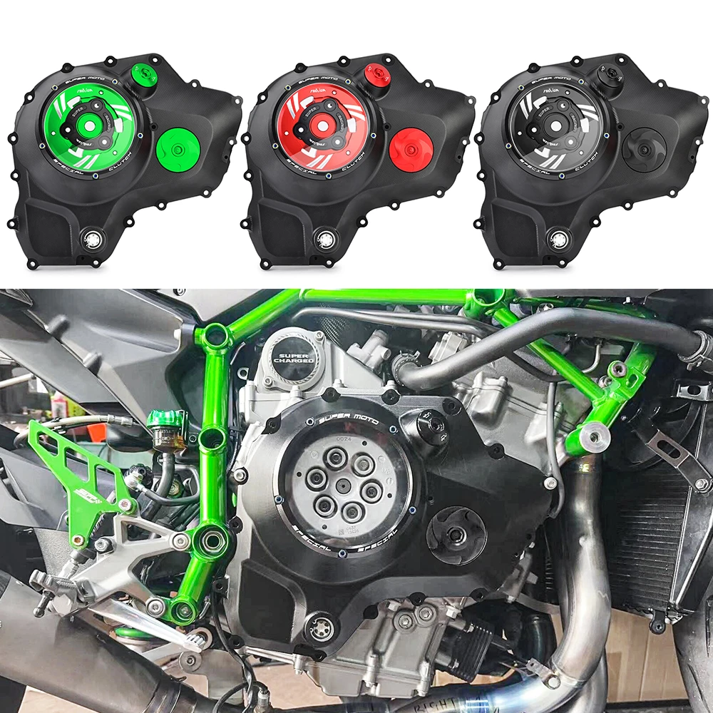 Motorcycle Engine Clear Clutch Cover for Kawasaki NINJA-H2-SX SE NINJA-H2 NINJA-Z-H2-SE