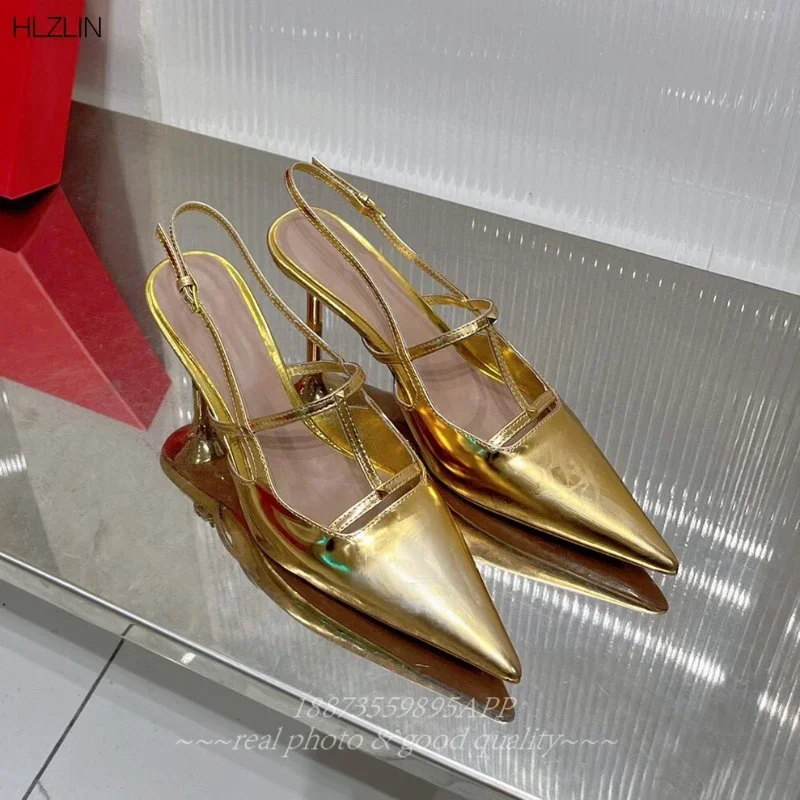 

2024 early spring new style pointed head fashionable rivet head sandals sexy fine temperament women's shoes