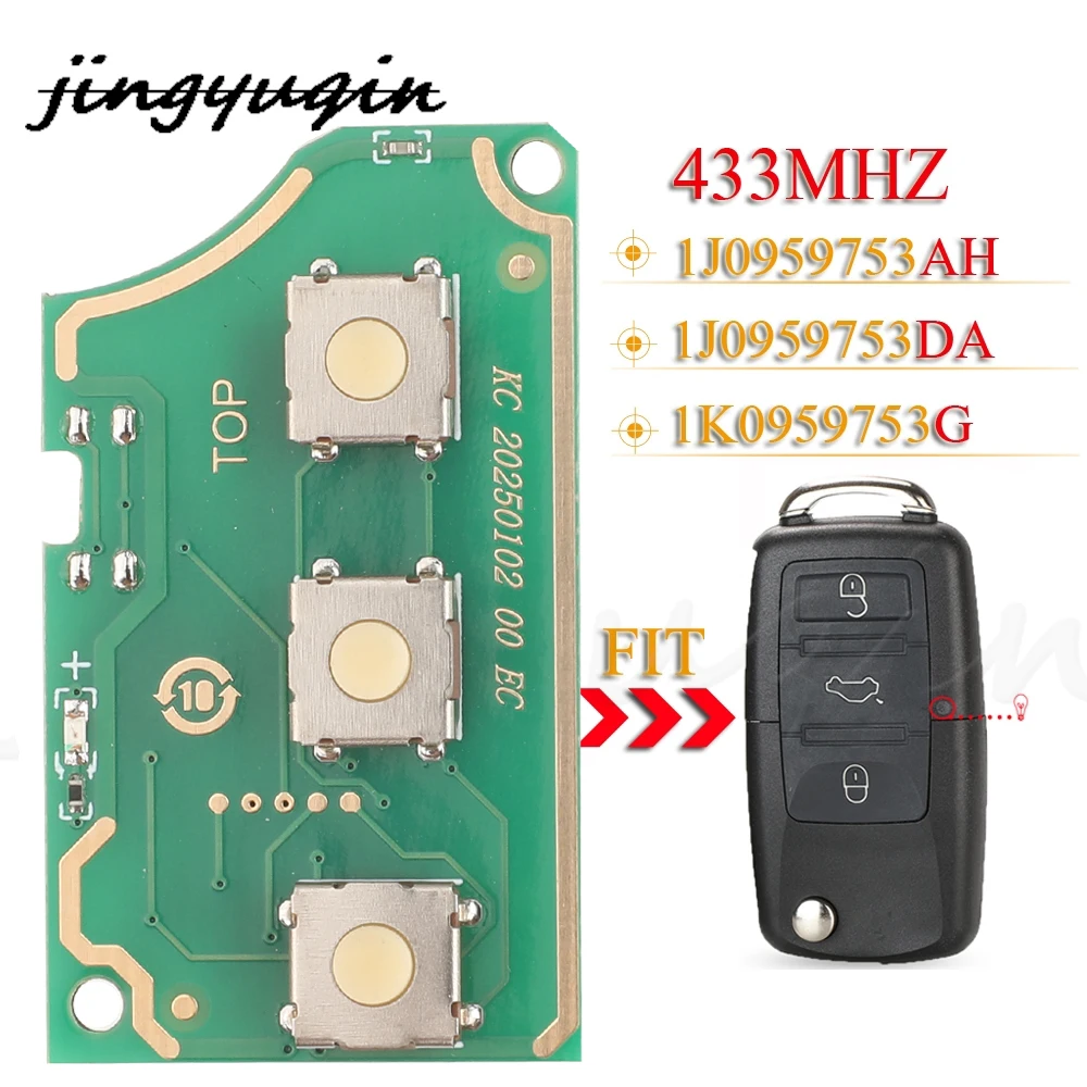 

Пульт дистанционного управления jingyuqin 1J0959753AH 1K0959753DA 1K0959753G 433 МГц для VW Golf Passat Polo Jetta Touran Bora Sharan