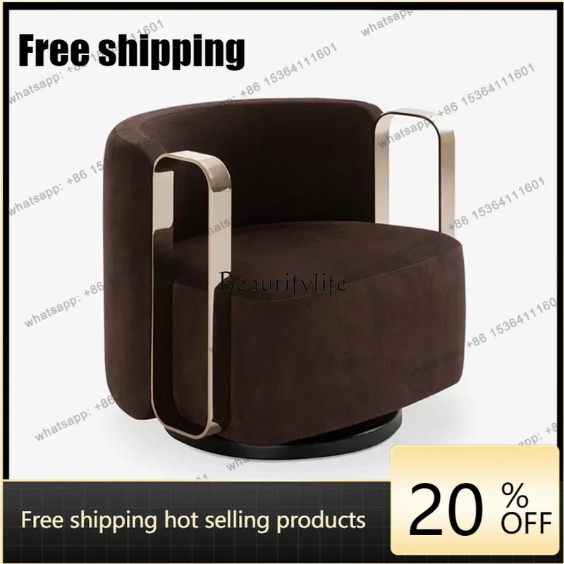 Customization  Designer leisure chair light luxury sofa fabric comfortable rotatable minimalist single chair