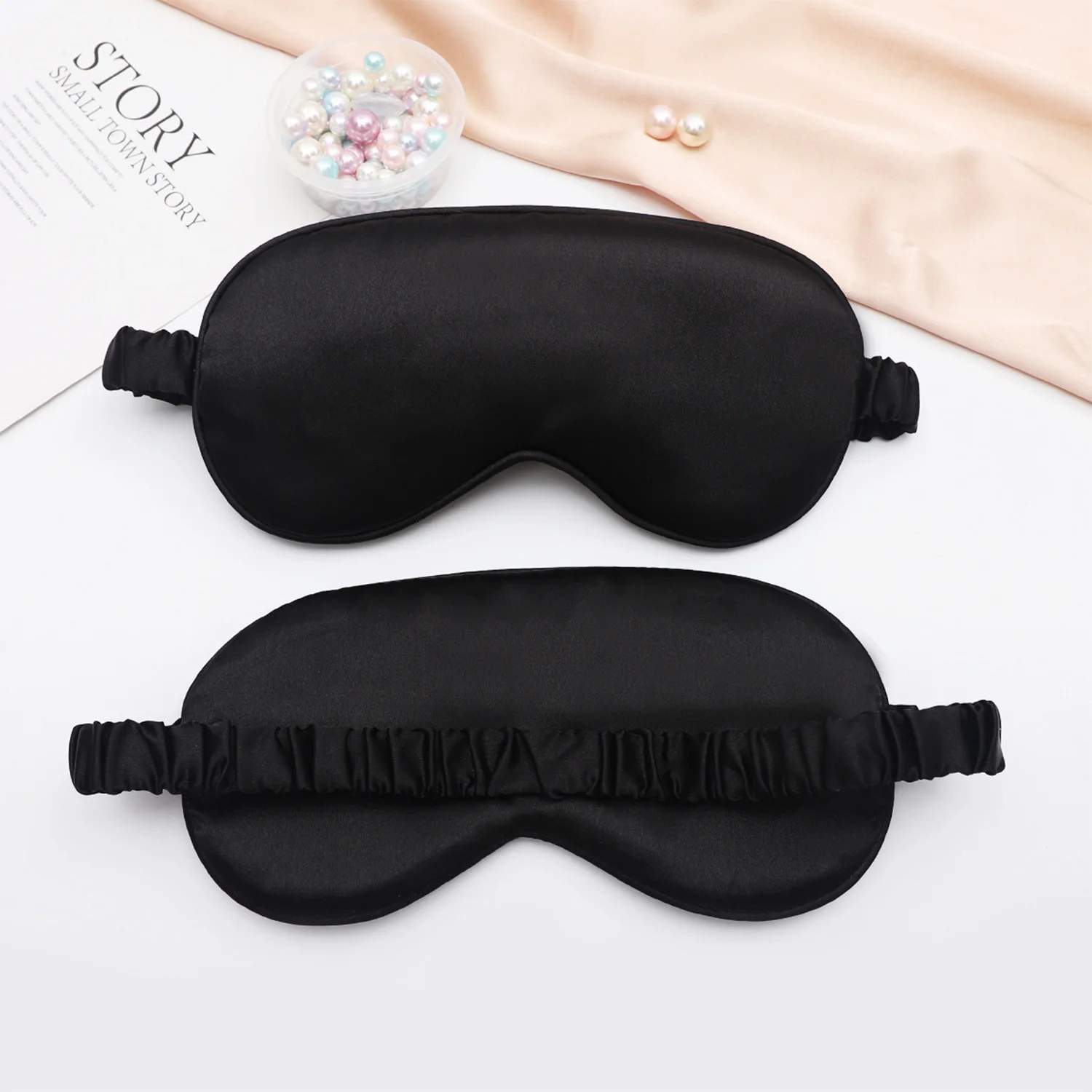 Schlafhaube für Damen, geeignet für lockiges Haar, verstellbare Satin-Schlafmütze mit Augenmaske und Haargummi, elastisch, schont das Haar, Haarpflege-Nachtmütze. – Detail 9