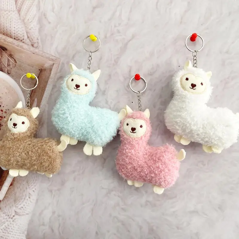 Fashion Cartoon Cute Alpaca Keychain Kawaii Creative Backpack Bag Key Chain Plush Doll Key Ring