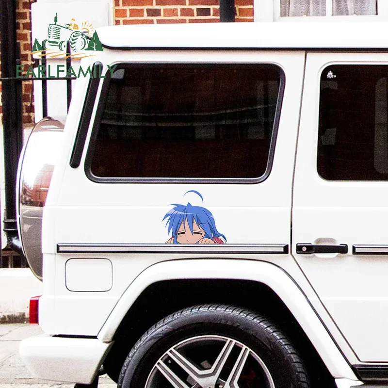 EARLFAMILY 13cm Izumi Konata Graffiti Car Stickers Motorcycle Decal Waterproof Anime Car Door Protector Vinyl Material Decor