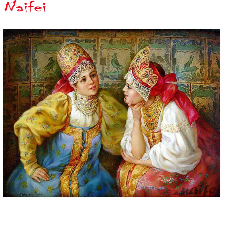 

Diy алмазная живопись русские женщины вышивка крестиком настенное искусство Алмазная мозаика картина из стразов подарок ручная работа украшение дома