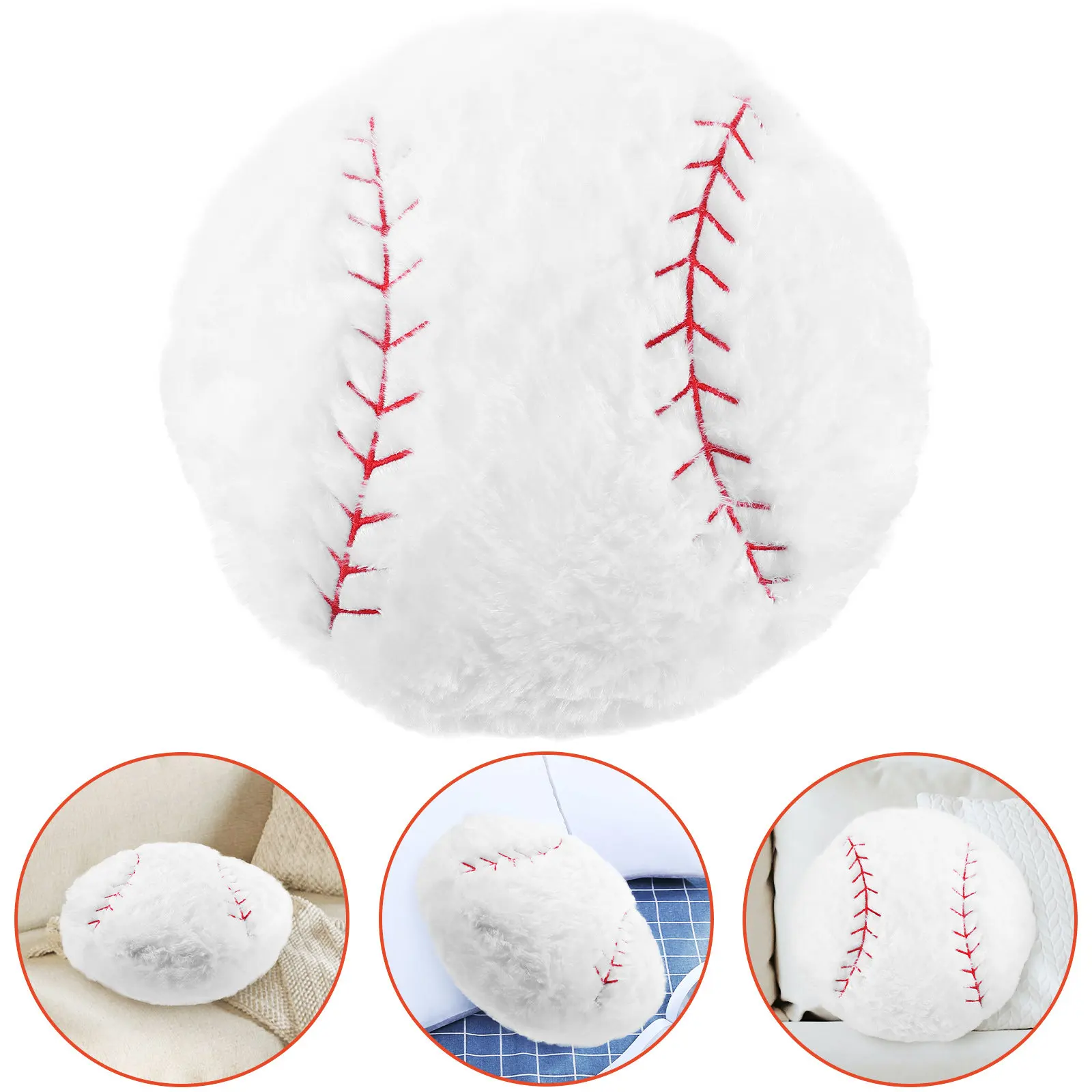 Baseball Shape Throw Pillow Round Cushion Soft Cozy Decorative Sofa Chair Bedroom Home Decor Ball Design Elegant Solid Color