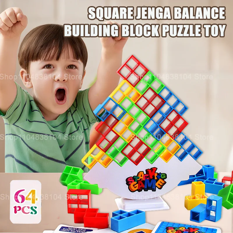 48-64PCS Balances Stacking Board Games Kids Adults Tower Block Toys For Family Parties Travel Games Kid Desktop Party Toy Gifts