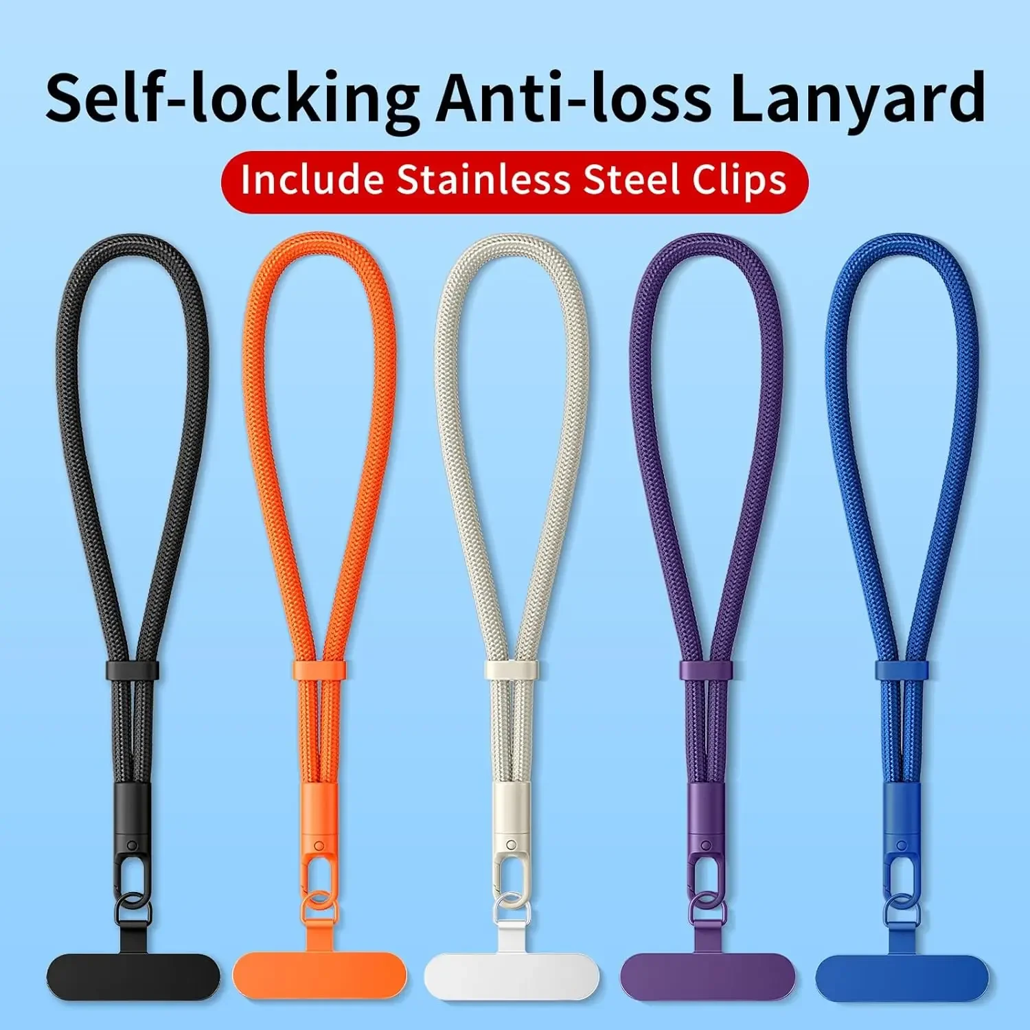 Portable Mobile Phone Hand Wrist Straps Nylon Colorful Anti-fall Lanyard with Tether Tabs Detachable Cellphone Hanging Cord Clip