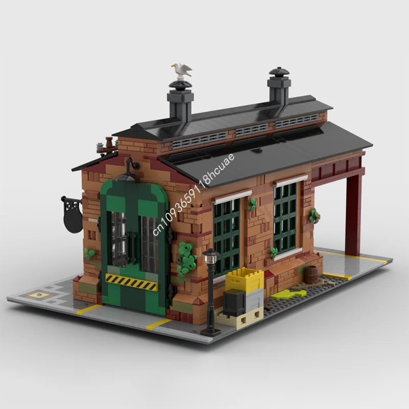 1759 elementów MOC Stara budka magazynowa narożna Modułowy model budynku Klocki Pomysł na prezent urodzinowy Zabawki edukacyjne Prezenty świąteczne