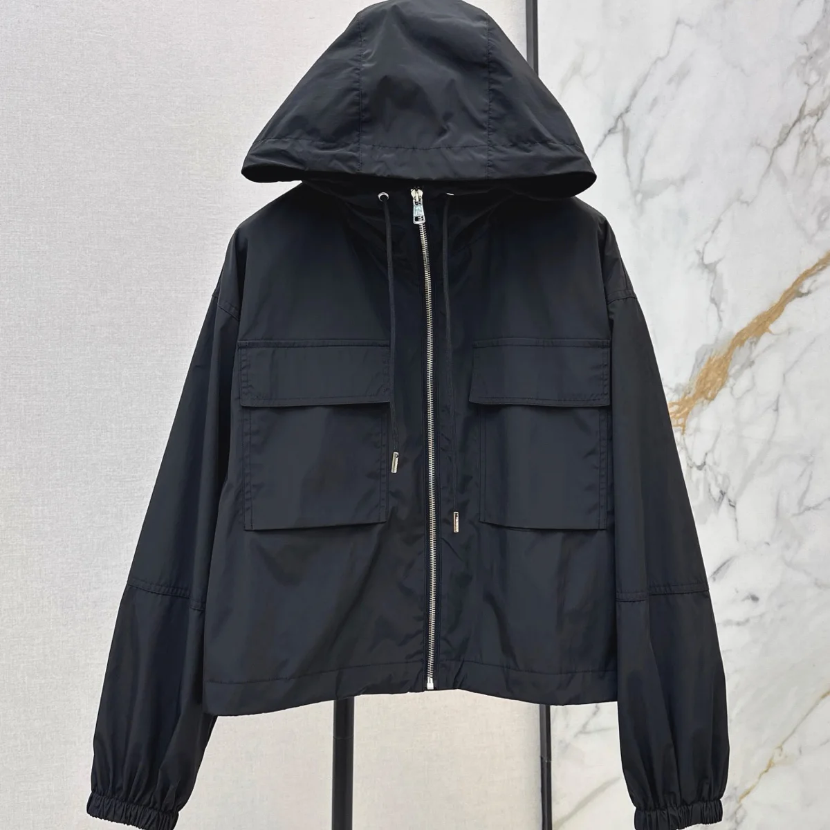 High Quality Women Hooded Zip Up Jacket Drawstring Long Sleeve Elastic Cuff Casual Outerwear For Daily Wear lyt2681158