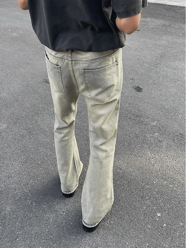 

Retro American Cleanfit Men's High Street Casual Waed Outfit Jeans Micro Flared Straight Leg Nine Point Trendy Trousers