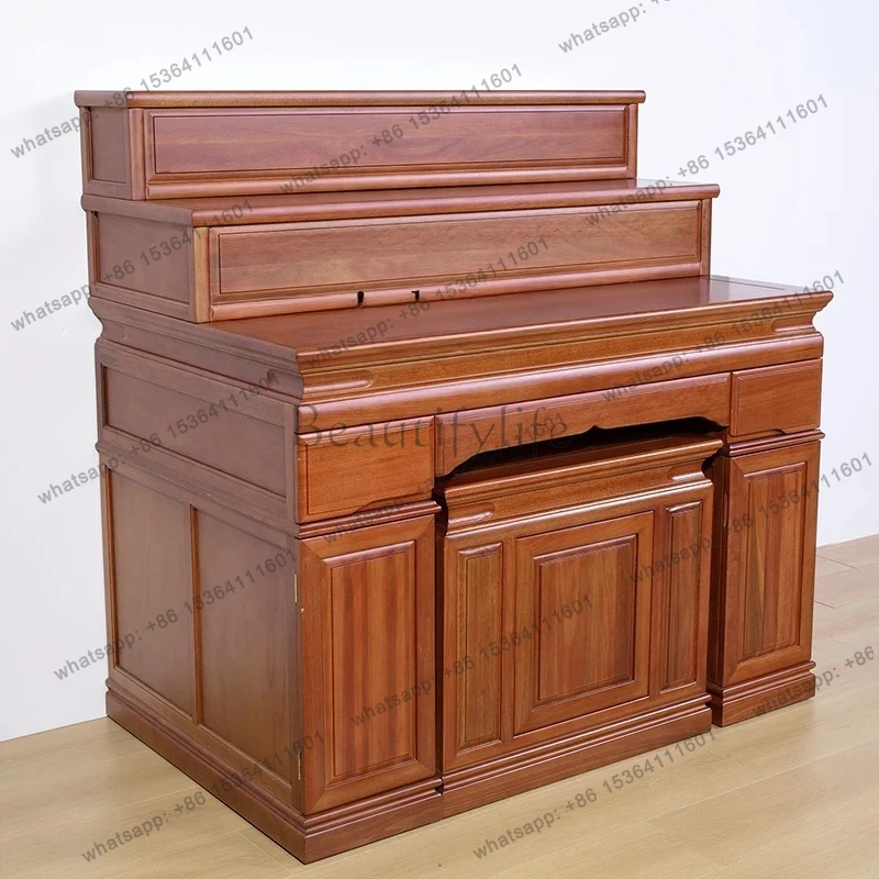 household stepped Buddhist shrine cabinet three-layer solid wood new Chinese simple Buddhist altar middle hall table