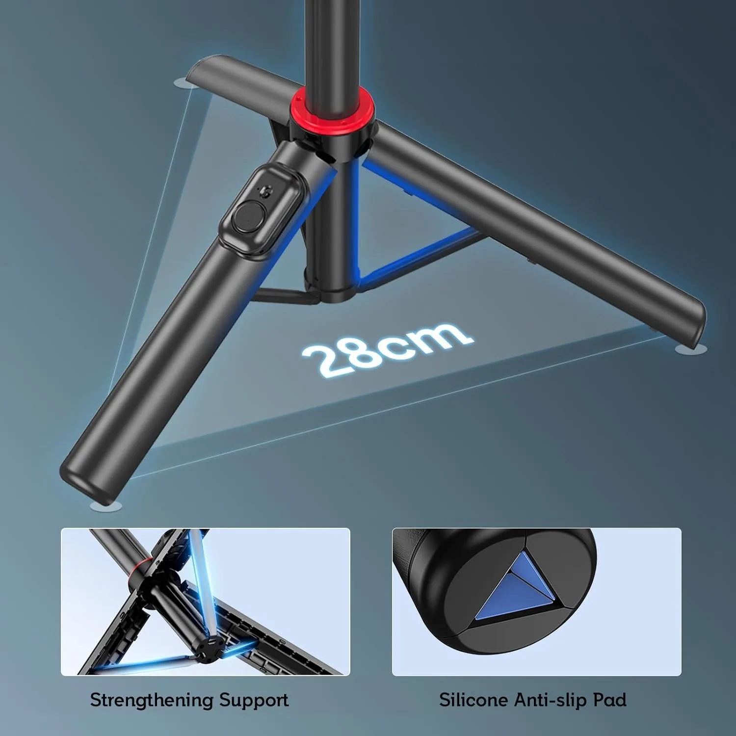 130cm Selfie Stick Tripod, Smartphone Tripod Stand with Wireless Remote Control Portable Retractable Cell Phone Tripod