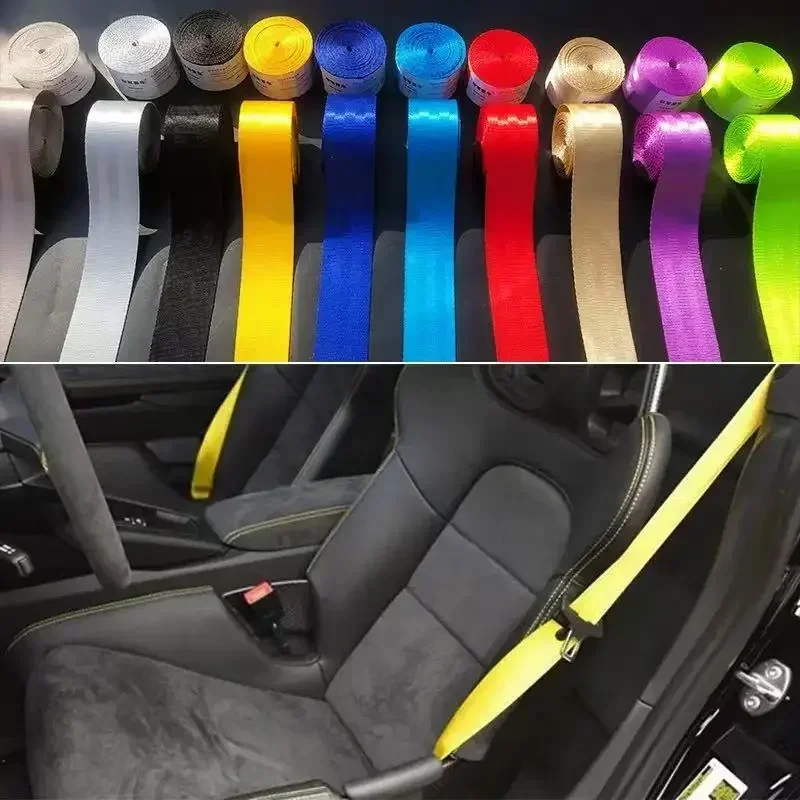 1PCS Auto 3.6 Meters Universal Strengthen Seat Belt Webbing Fabric Racing Car Modified Seat Safety Belts Harness StrapsStandard