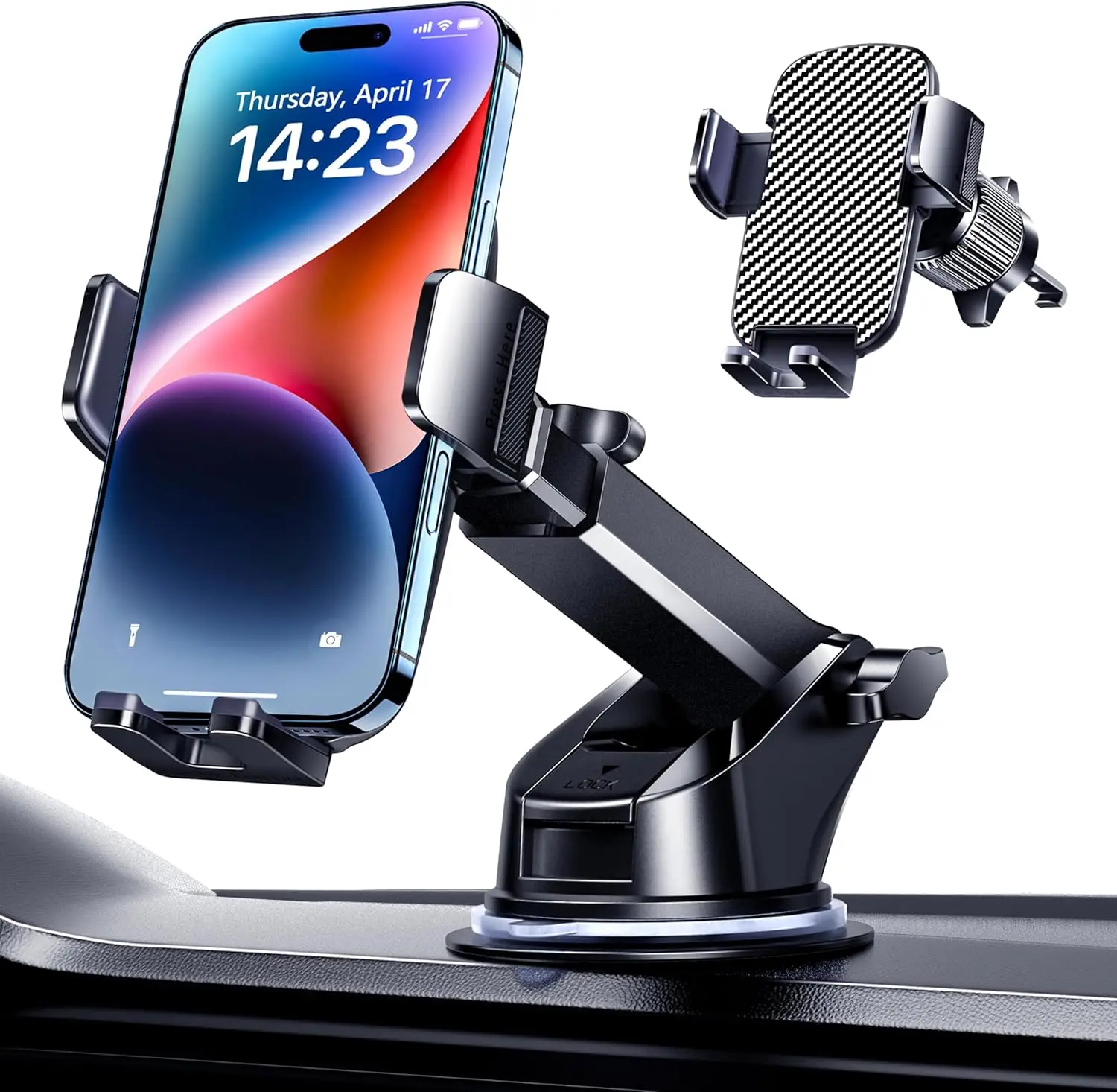 

Motriva Store Qifutan Military-Grade Car Phone Holder - [Ultra Strong Suction] 3-in-1 Phone Mount for Dashboard, Windshield & Air Vent, Super Stable Universal Car Accessories for iPhone & All Smartphones