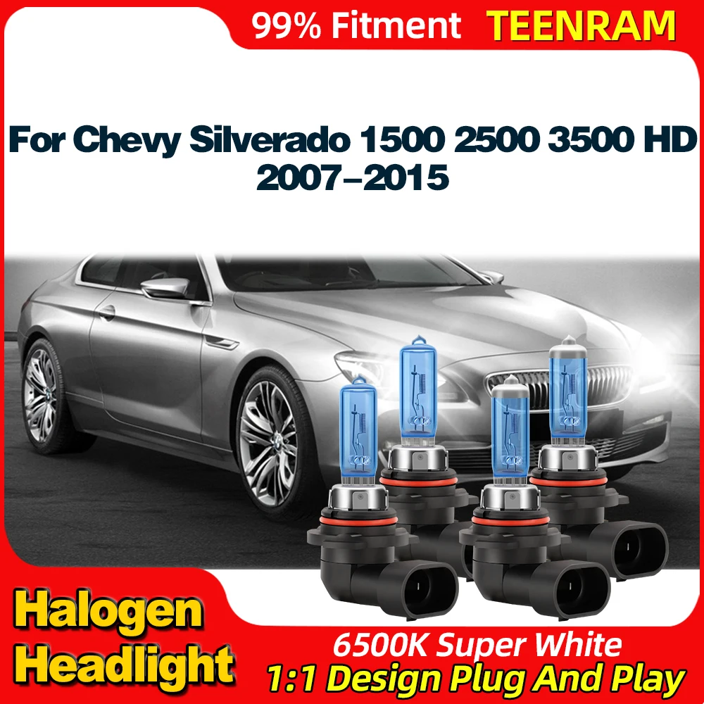 

12V 200W Halogen Headlight Bulbs 24000LM Plug And Play Auto Lamps For Chevy Silverado 1500 2500 3500 HD 2007-2012 2013 2014 2015