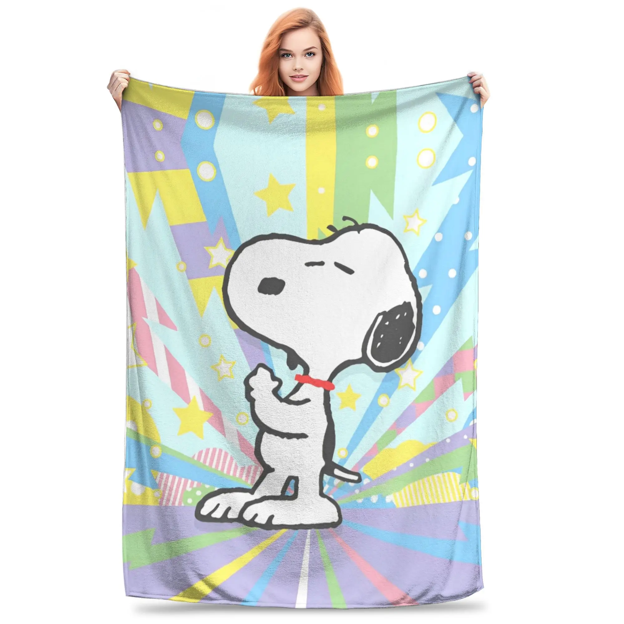 

Cartoon Snoopys Blanket Cover Flannel Throw Blankets Summer Air Conditioning Printed Lightweight Bedspreads,
