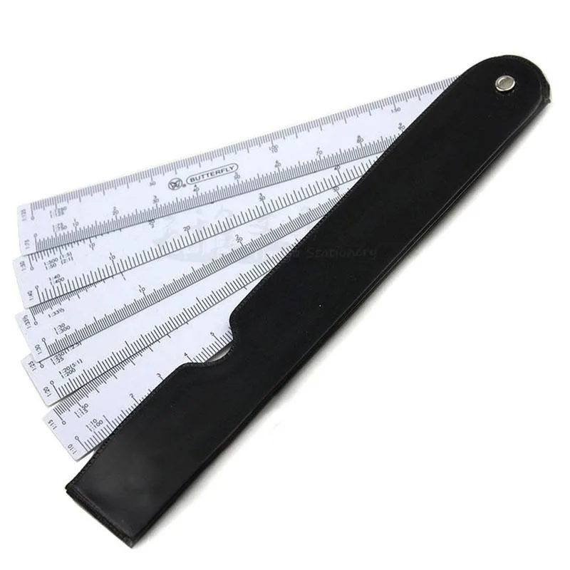 Butterfly multi-functional fan-shape scale ruler folding multi-scale drawing rule engineering design drawing tool ruler chancery