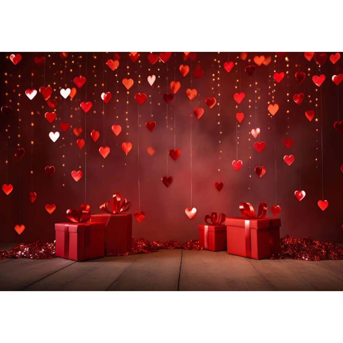 Allenjoy Valentine's Day Red Love Heart Gifts Photography Backdrop