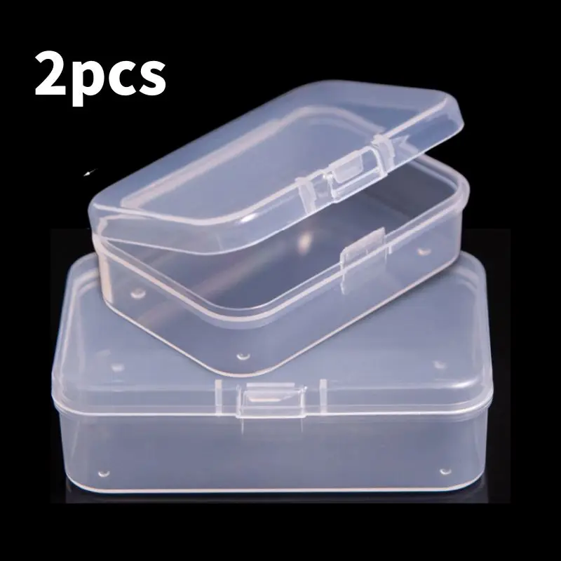 2pcs Mini Plastic Box Rectangular Box Translucent Box Packing Box Storage Box Dustproof Strong Jewelry Storage Container