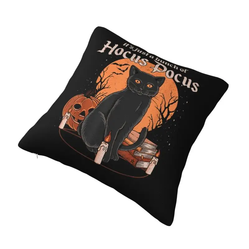 Custom Modern Hocus Pocus Black Cat Halloween Witches Cushion Cover for Sofa Polyester Pillow Case