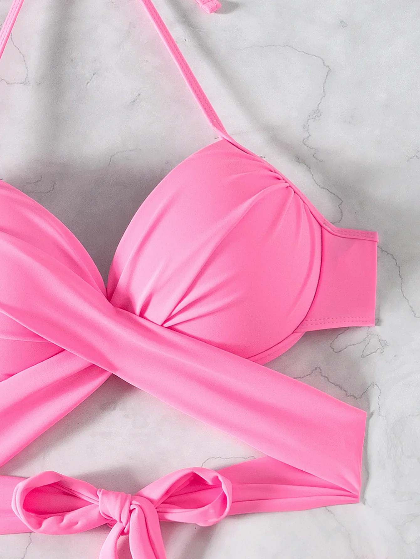 جديد مثير الصليب التفاف رفع البيكينيات 2025 النساء ملابس السباحة الإناث قطعتين الوردي عالية الخصر مجموعة البكيني الاستحمام ثوب السباحة #3