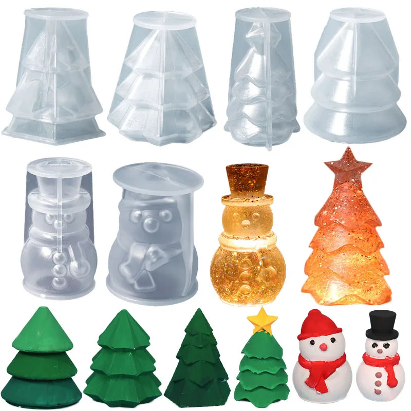 DIY Christmas Tree Silicone Candle Mold Crystal Epoxy Resin Aromatherapy Gypsum Soap Ice Cube Mould Home Decor Ornament Gifts