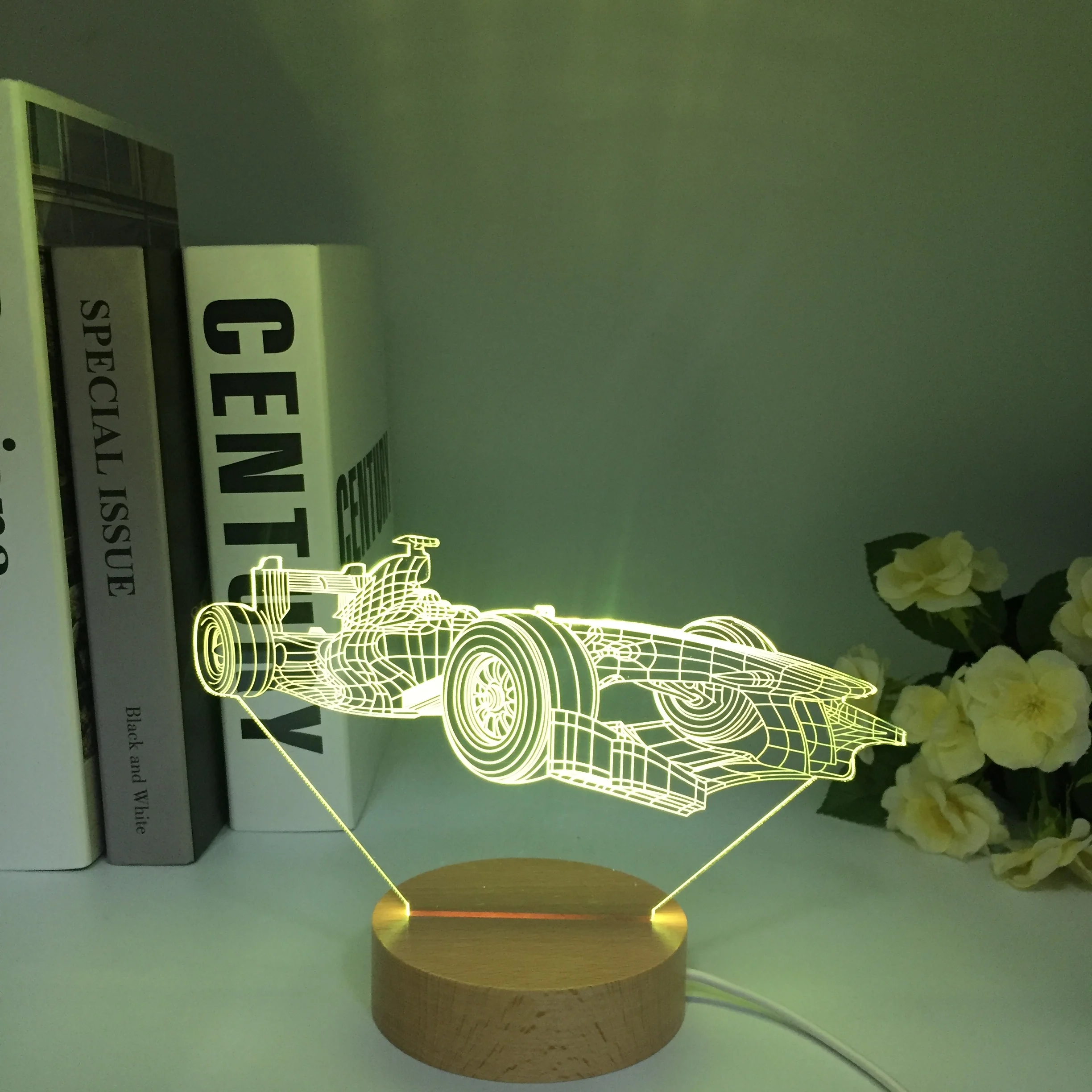 Sports Car F1 3D Illusion Lamp for Child Bedroom Decor Nightlight Color Changing Atmosphere Event Prize Led Night Light Supercar