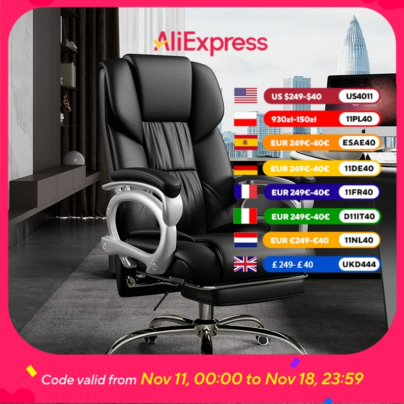 

Boss Office Chair Organizer Recliner Comfort Footrest Modern Roller Office Chair Swivel Metal Legs Silla Furniture Home