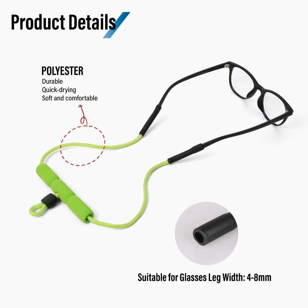 Adjustable Length Floating Glasses Strap Polyester Foam Floatable Design Sunglasses Lanyard Portable Wear-resistant Glasses Cord