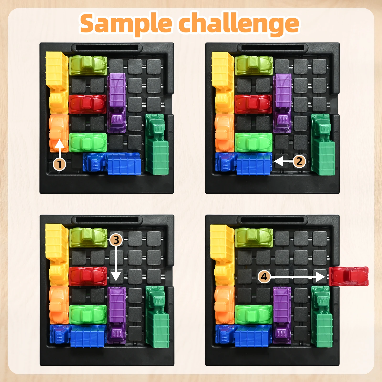 Dziecięca gra logiczna Huarong Road, zabawka biurkowa do wyścigów, układanka samochodowa Rush Hour, gra o ruchu drogowym, gra logiczna, prezent.