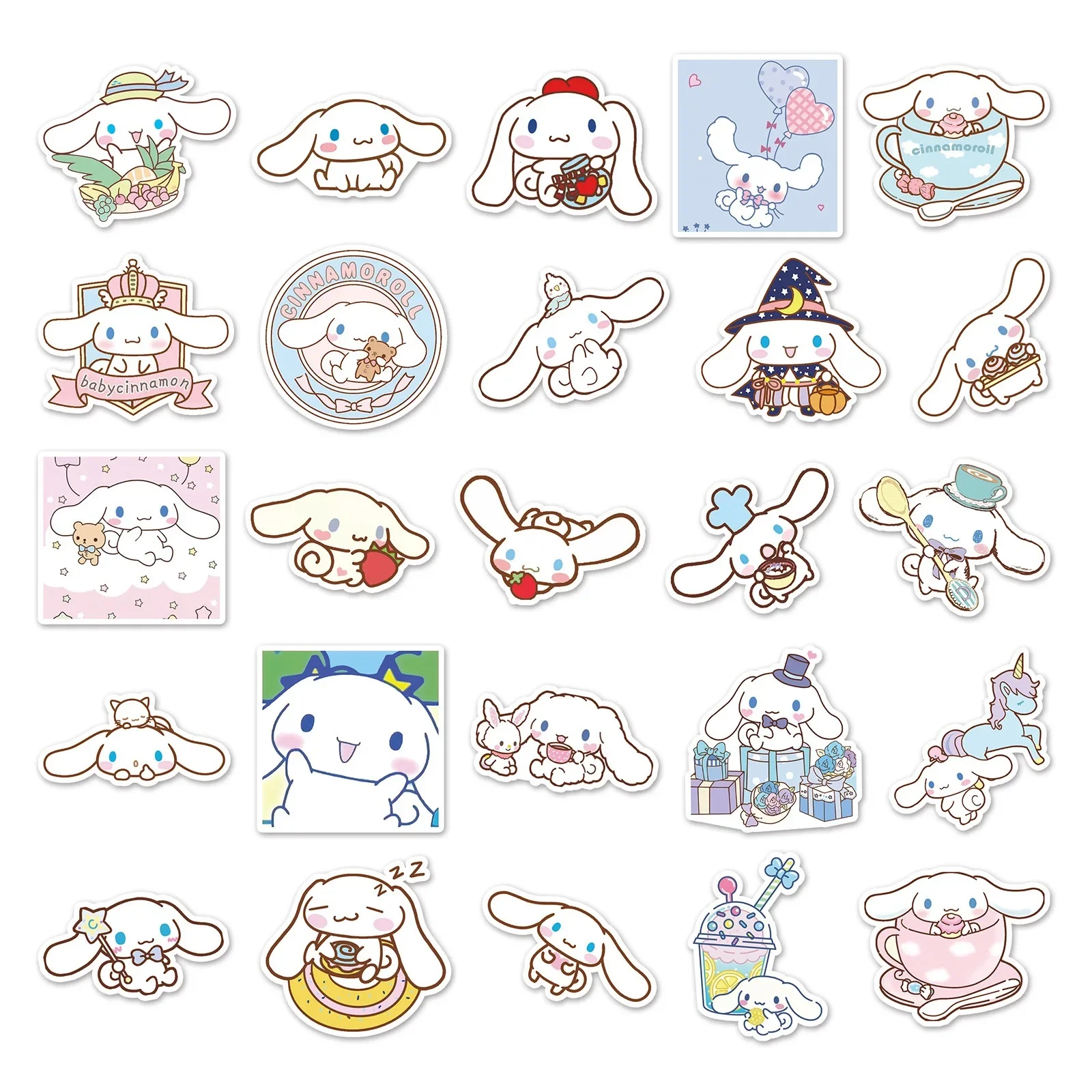 50/100 Stuks Grappige Cinnamoroll Stickers Cartoon Schattige Kinderen Speelgoed Emblemen Pvc Diy Bagage Stationaire Muur Auto Reissticker Groothandel