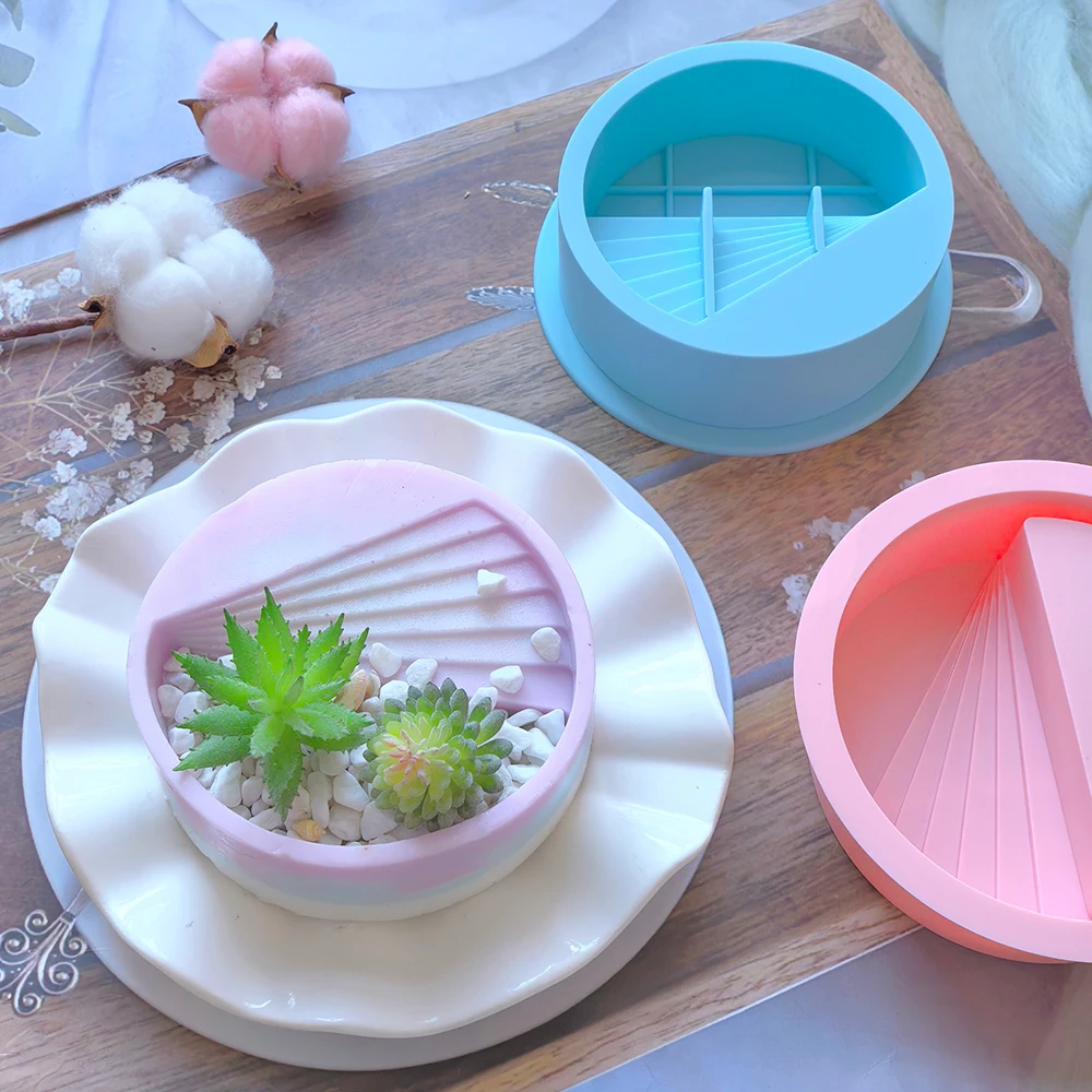 1 piece (creative step shaped flowerpot) silicone mold, DIY juicy plant concrete pot mold, clay mold, candle holder mold