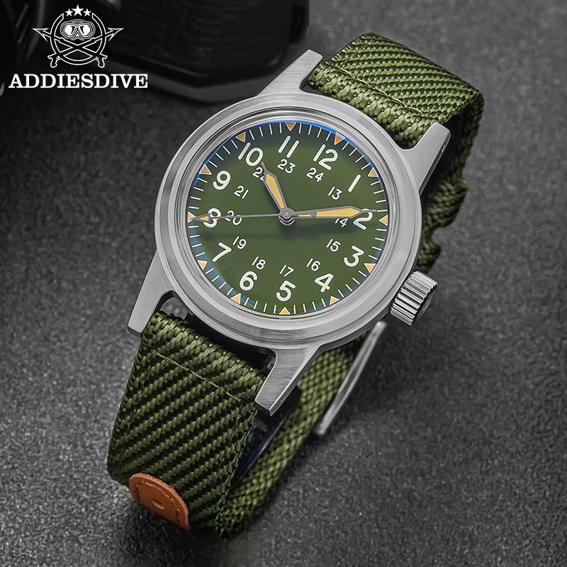 ساعة أوتوماتيكية فاخرة للرجال من Addiesdive بطول 200 متر مضيئة للرجال من الفولاذ المقاوم للصدأ ساعة تناظرية NH35A ساعة ميكانيكية بحزام من النايلون