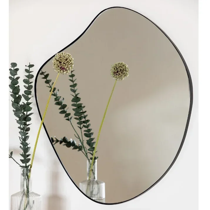 

Hot Sales Irregular Portable Stainless Floor Mirror Full Length Mirror Espelho Espejos Wall Full Body Stand Big Mirror For Home