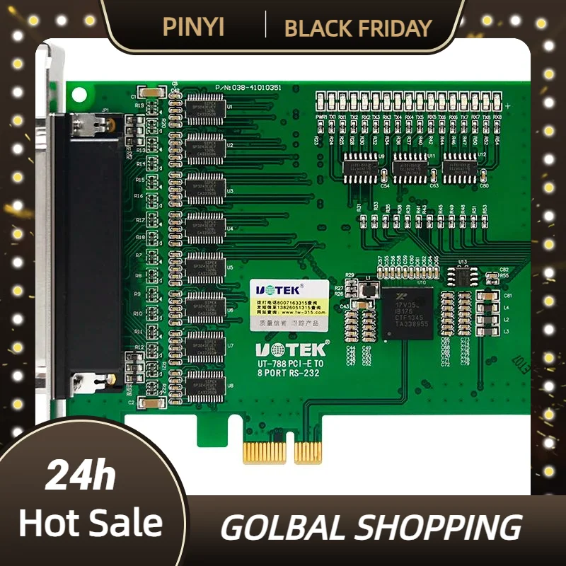 Genuine UOTEK Industrial PCI-E to RS-232 Serial Card PCIE to RS232 8 Ports High Speed DR62 Converter Com DB9 Connector 4U UT-788
