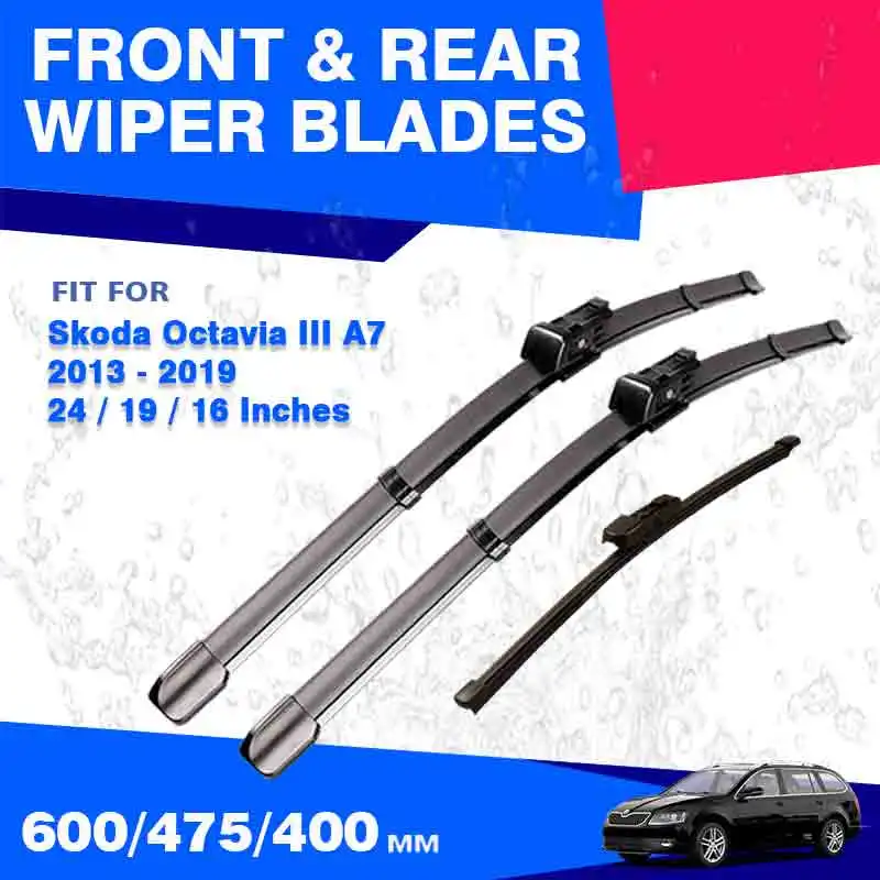 Front Rear Wiper Blades For Skoda Octavia III 3 A7 5E MK3 2013-2019 RS Car Accessories Windscreen Windshield Stickers Auto Parts