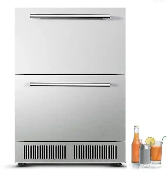 Outdoor Kitchen Double Drawer Refrigerator Built in Home bar Touch Control Cooling Single Zone Beer Beverage Fridge