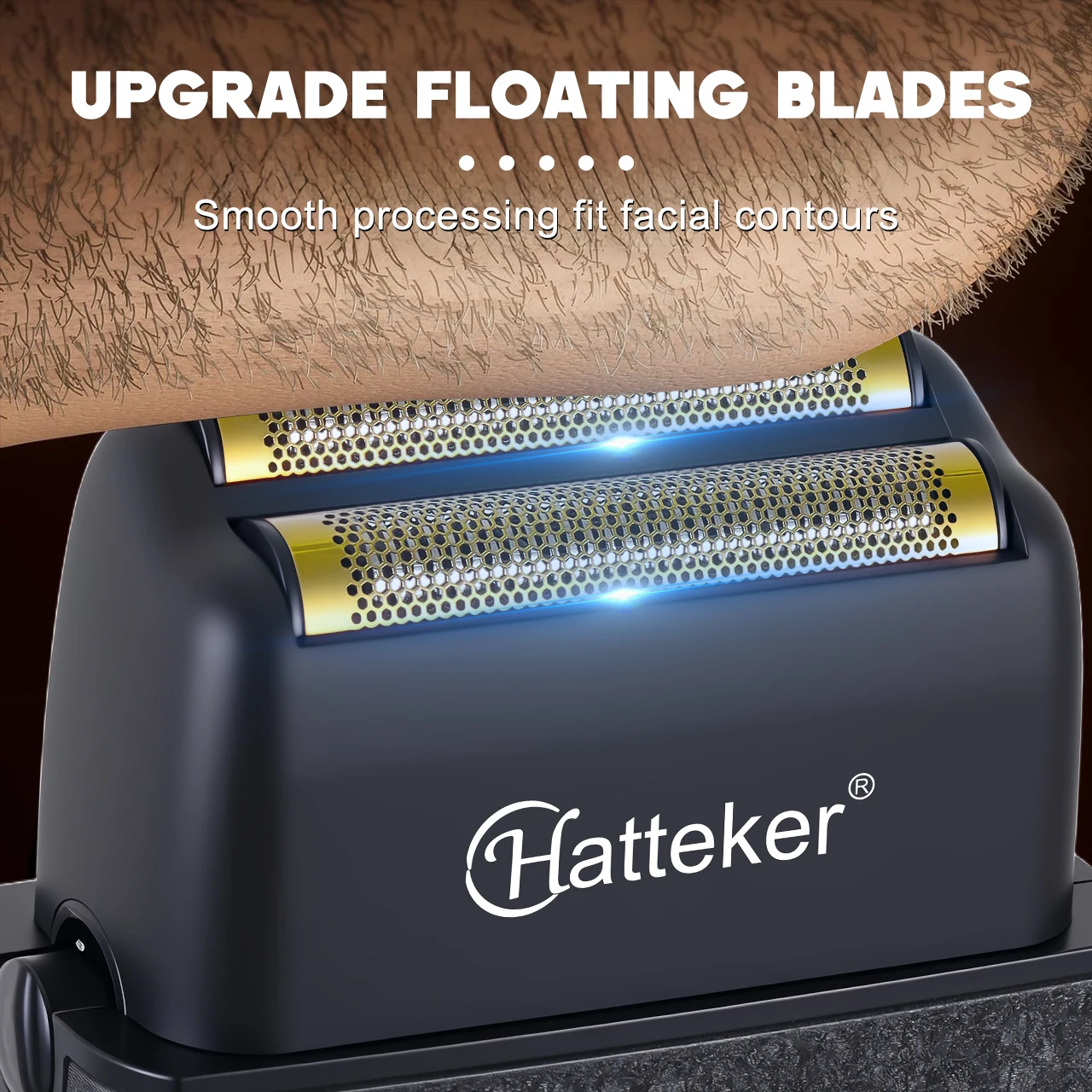 Hatteker Men's Electric Shaver New Model Double Blade Net Rake Beard Trimmer Hair Removal Machine Salon Quality Whitening Tool