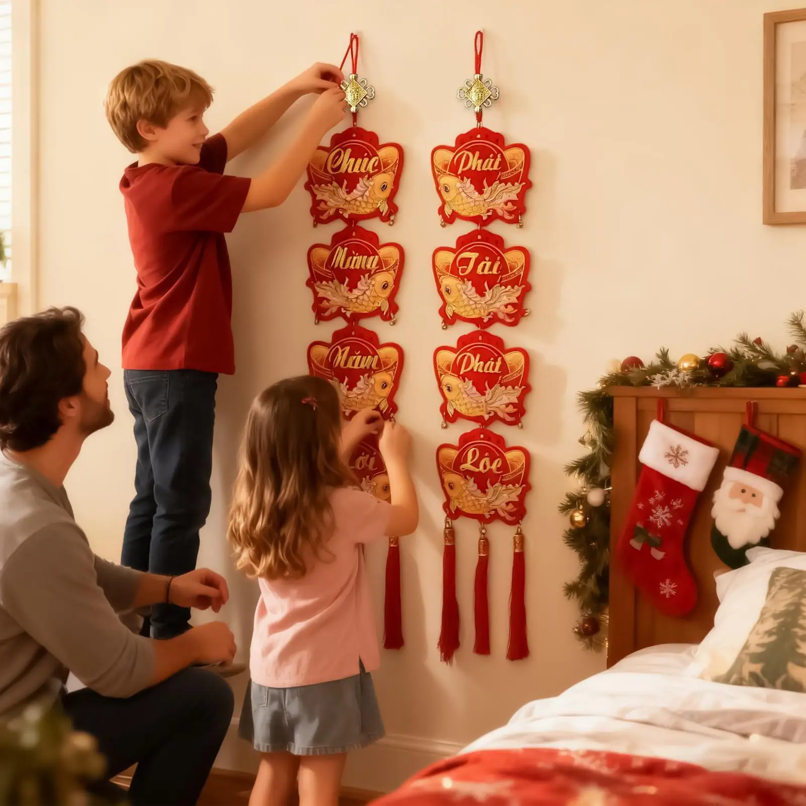 베트남식 걸이 장식 2026 새해 장식 봄 축제 펜던트 창문 문 커플렛 파티 액세서리