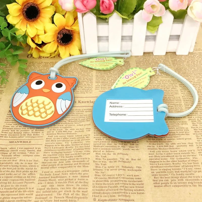 10pcs Colorful Owl Luggage Tag Soft Rubber Owls Baggage Tags Perfect For Baby Shower, Bridal&Wedding Favors,Party Giveaways