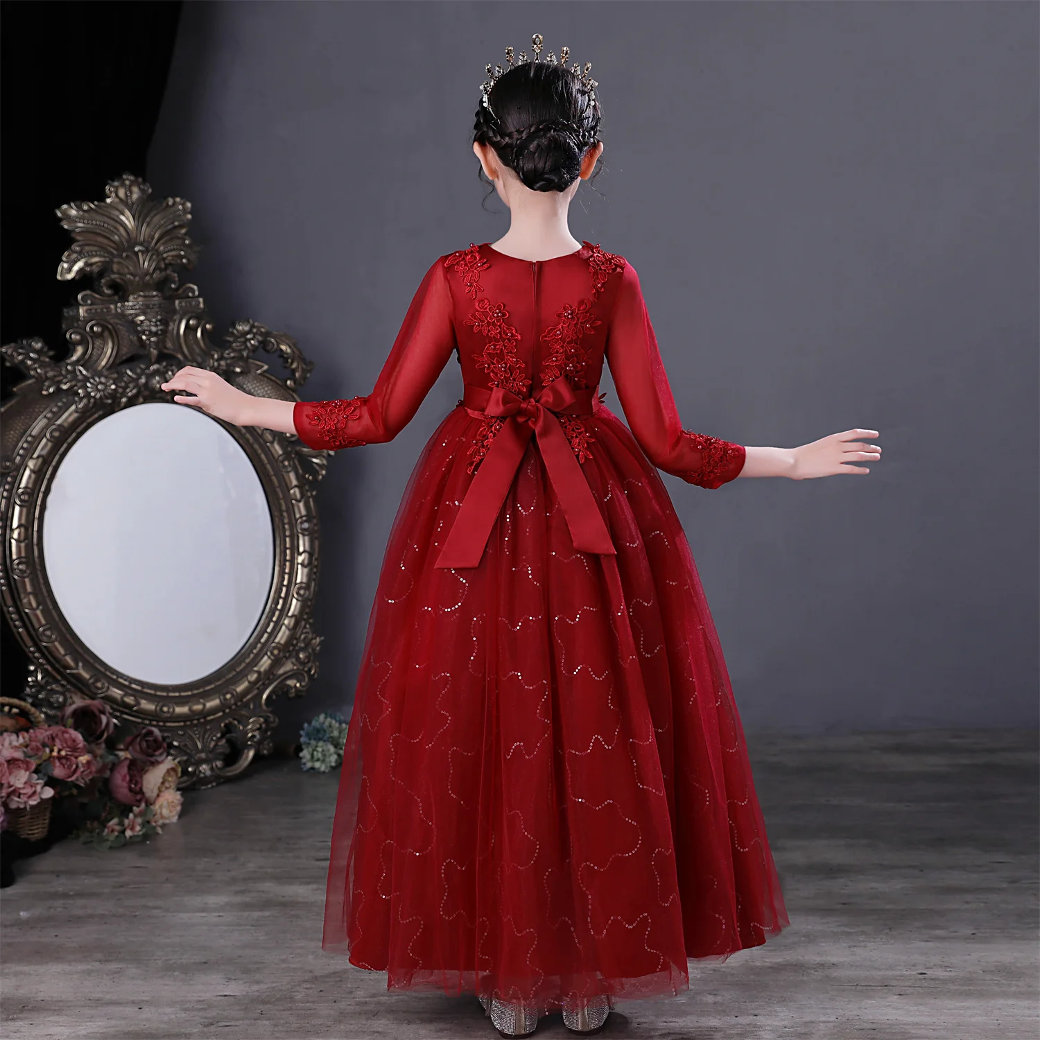 3-12 Years Baby Girl Princess Dress Party Ball Gown Wedding Lace Dresses Kids Christmas Bridesmaid Costume Birthday Party Dress