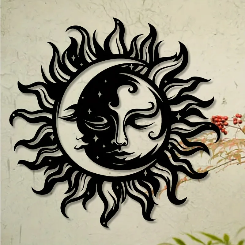1pc Mystic Sun Moon Metal Wall Art 15.7