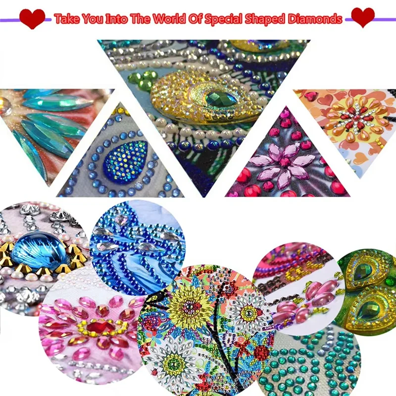 

THIVN-Peacockshape Diamond Art Clock Ornaments Kit Battery Operated Diamondpainting Clock Decorative Room Decoration