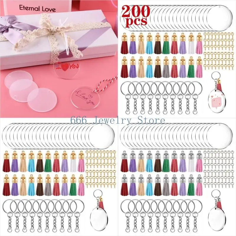 F2TD 200 Pcs Including for Key Rings Jump Ring Acrylic Keychain Blanks Vinyl Crafting