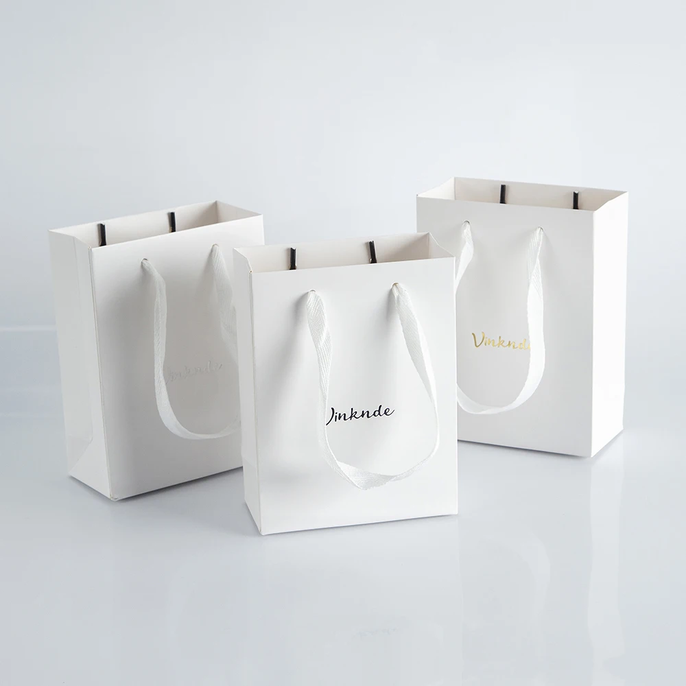 

Beige White Clothing Shopping Paper Tote Bags 100Pack 14x7x15cm Custom Logo for Garment Shoes Cosmetic Swimsuit Candle Promotion