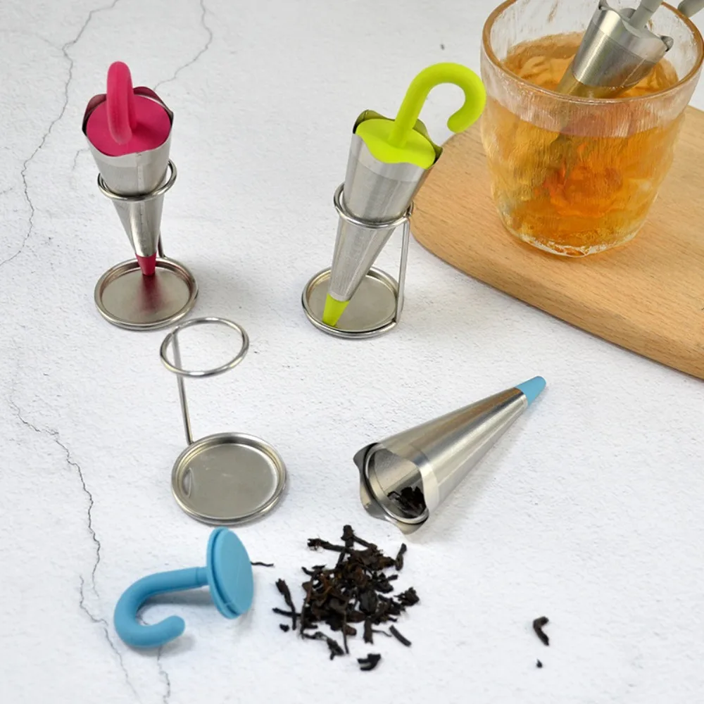 Stainless Steel Umbrella Shape Tea Infuser Tea Brewing Diffuser Reusable with Bracket Tea Sieve Fine Mesh Tea Strainer Spice