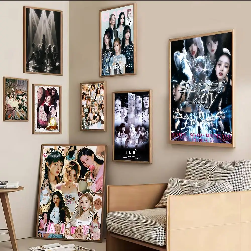 Popular K-Kpop team I-idleS Whitepaper Poster HD Quality Poster Wall Art Painting Study Room Wall Decor