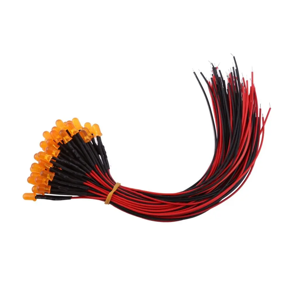 

50 шт. 5 мм предварительно проводные светодиодные диоды DC12V красный синий оранжевый медленно мигающий светодиодный светильник DC12V рассеянные светодиодные лампы низковольтное освещение