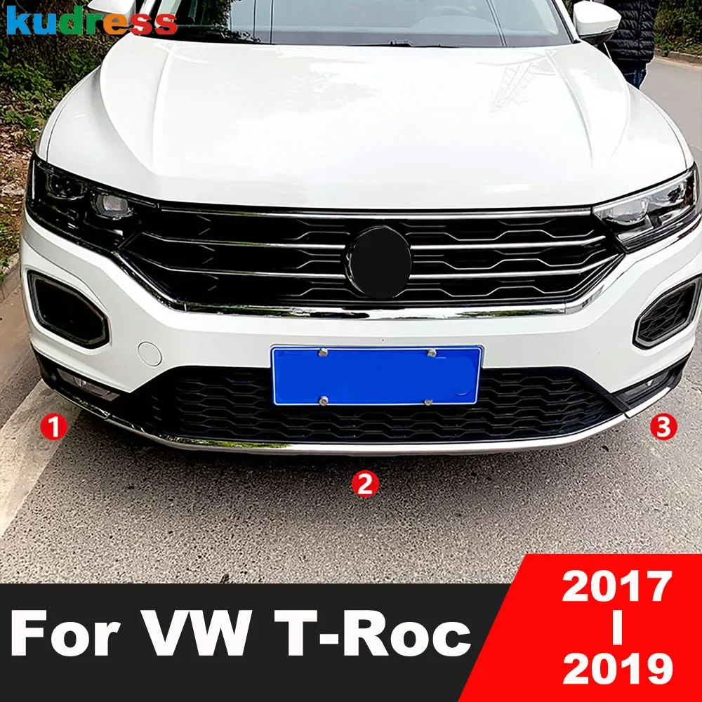 Accessories For Volkswagen VW T-Roc TROC 2017 2018 2019 Steel Car Front Bottom Bumper Cover Trim Head Grille Lip Molding Strip