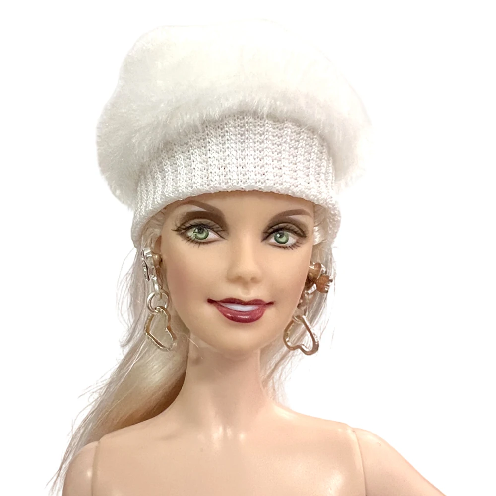 NK Official  1 Pcs Snow White Hat First Hat in Winter For Barbie Doll Casual Party  Gift For 1/6 Dolls DIY Party Gift